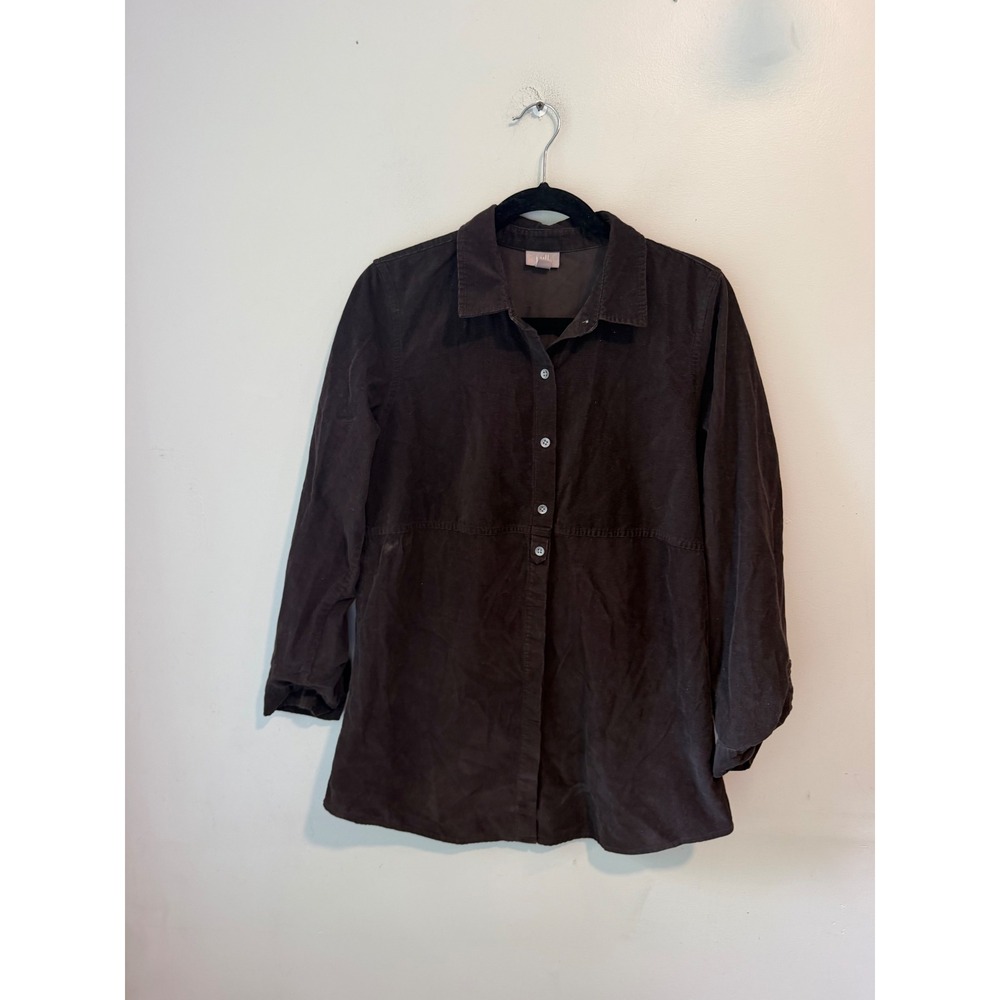 J. Jill Brown Corduroy Button Down Shirt Womens Small Long Sleeve Cotton Top